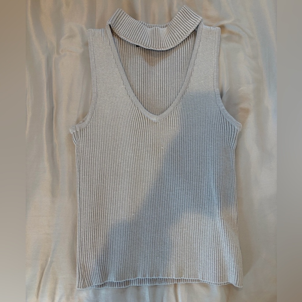 Simplee Apparel Sleeveless Ribbed V-Neck Tank Top in Grey
